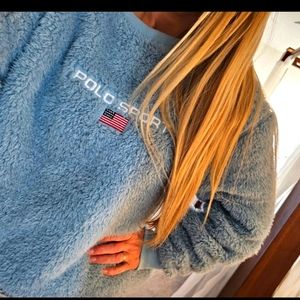 Polo sport fuzzy blue sweatshirt nwt Medium